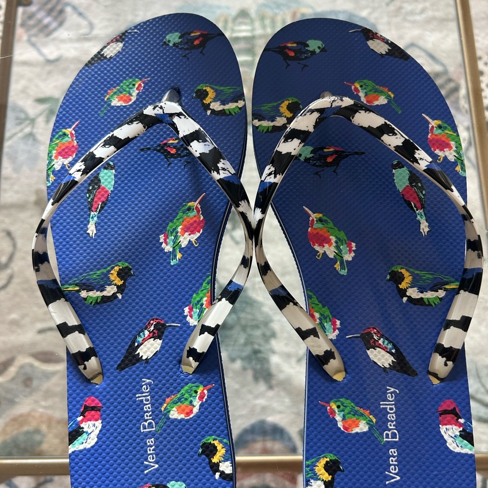 Vera Bradley Colorful Bird Print Flip Flops